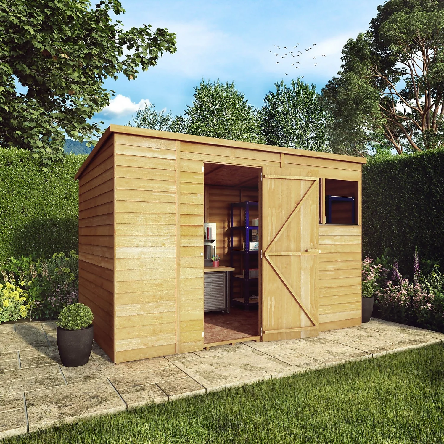 Mercia 10 X 6ft Overlap Pent Shed 4 Mercia 10 X 6ft Overlap Pent Shed - Image 2
