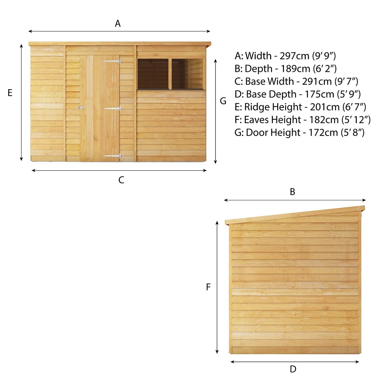 Mercia 10 X 6ft Overlap Pent Shed 12 Mercia 10 X 6ft Overlap Pent Shed - Image 10