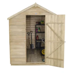 8x6ft Forest Natural Timber Overlap Apex Pressure Treated Wooden Shed -Shed And Soil Sales 12810910 1264833195895389
