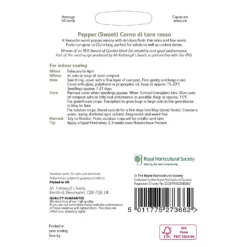 RHS Pepper (Sweet) Corno Di Toro Rosso Seeds -Shed And Soil Sales 12817585 1414833222063747