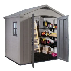 Keter Factor 8 X 6ft Outdoor Garden Apex Storage Shed - Beige/Brown -Shed And Soil Sales 12817713 1434895619258087