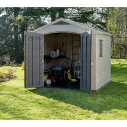 Keter Factor 8 X 8ft Outdoor Garden Apex Storage Shed - Beige/Brown -Shed And Soil Sales 12817716 1904864828962669