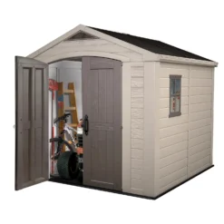Keter Factor 8 X 8ft Outdoor Garden Apex Storage Shed - Beige/Brown -Shed And Soil Sales 12817716 1904864829004177
