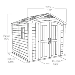 Keter Factor 8 X 8ft Outdoor Garden Apex Storage Shed - Beige/Brown -Shed And Soil Sales 12817716 9734864829128377