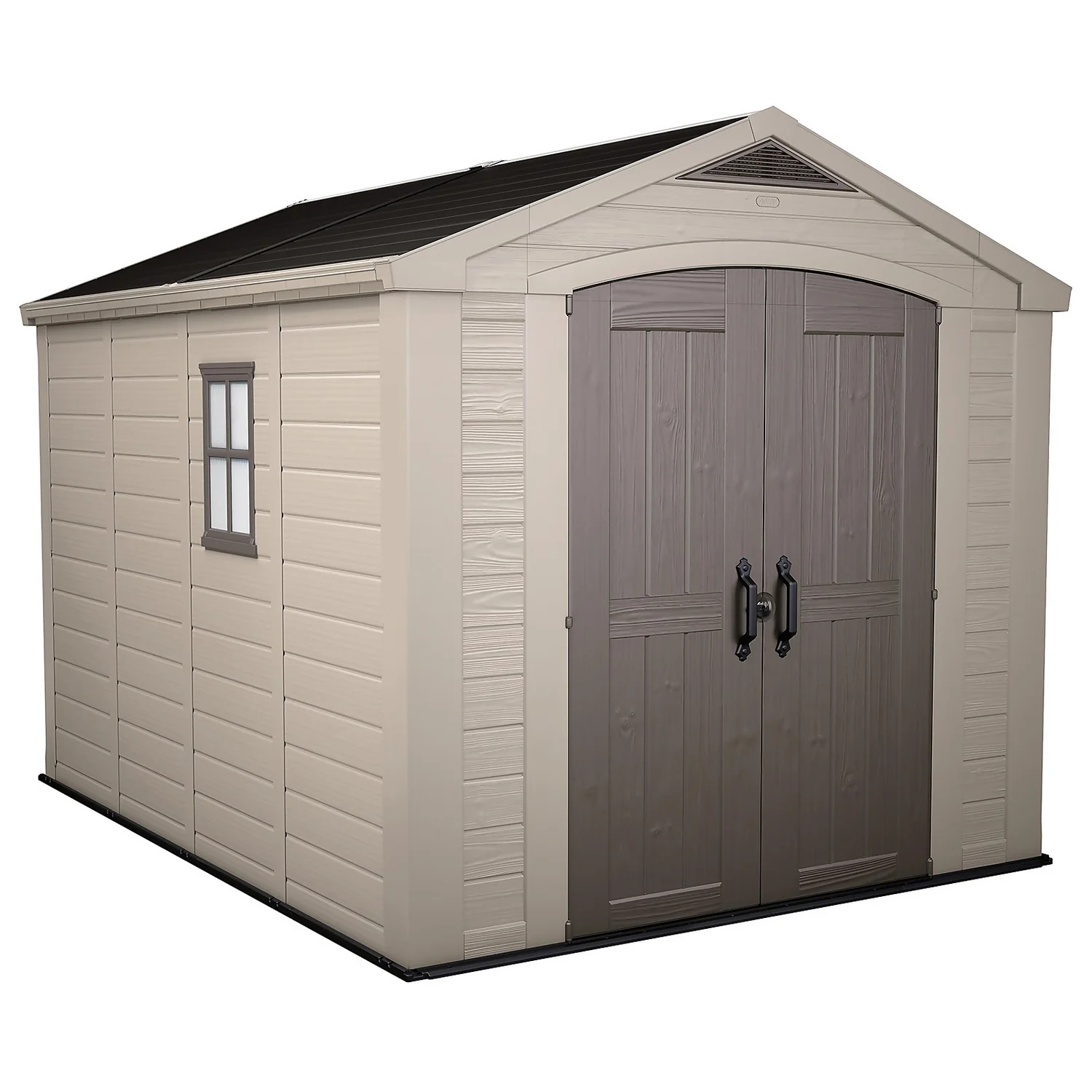 Keter Factor 8 X 11ft Outdoor Garden Apex Storage Shed - Beige/Brown 3 Keter Factor 8 X 11ft Outdoor Garden Apex Storage Shed - Beige/Brown