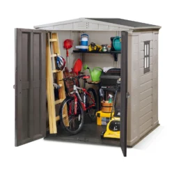 Keter Factor 6 X 6ft Outdoor Garden Apex Storage Shed - Beige/Brown -Shed And Soil Sales 12817719 1384909322598441