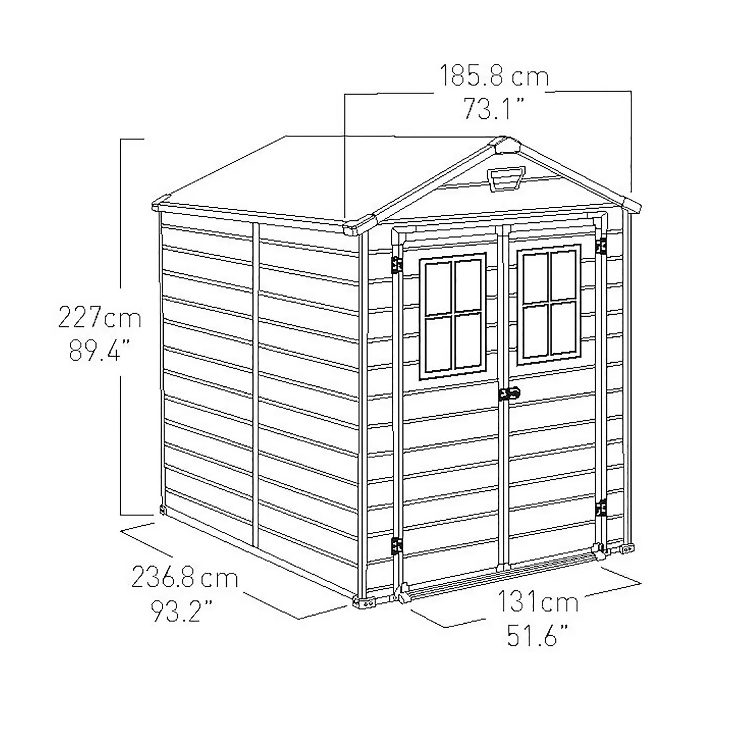 Keter Scala 6 X 8ft Outdoor Garden Apex Storage Shed - Brown 5 Keter Scala 6 X 8ft Outdoor Garden Apex Storage Shed - Brown - Image 3