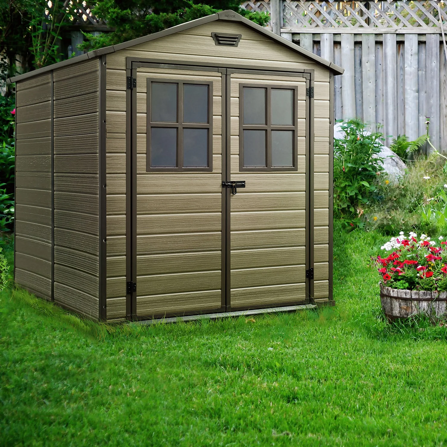 Keter Scala 6 X 8ft Outdoor Garden Apex Storage Shed - Brown 4 Keter Scala 6 X 8ft Outdoor Garden Apex Storage Shed - Brown - Image 2