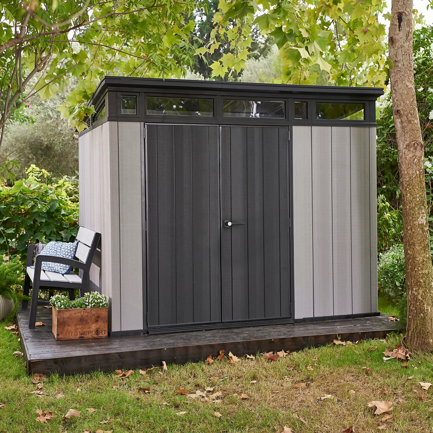 Keter Artisan 9 X 7ft Outdoor Garden Storage Pent Shed - Grey 4 Keter Artisan 9 X 7ft Outdoor Garden Storage Pent Shed - Grey - Image 2
