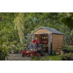 Keter Newton 7.5 X 9ft Outdoor Plastic Garden Storage Shed - Brown -Shed And Soil Sales 12833042 2074843484722095