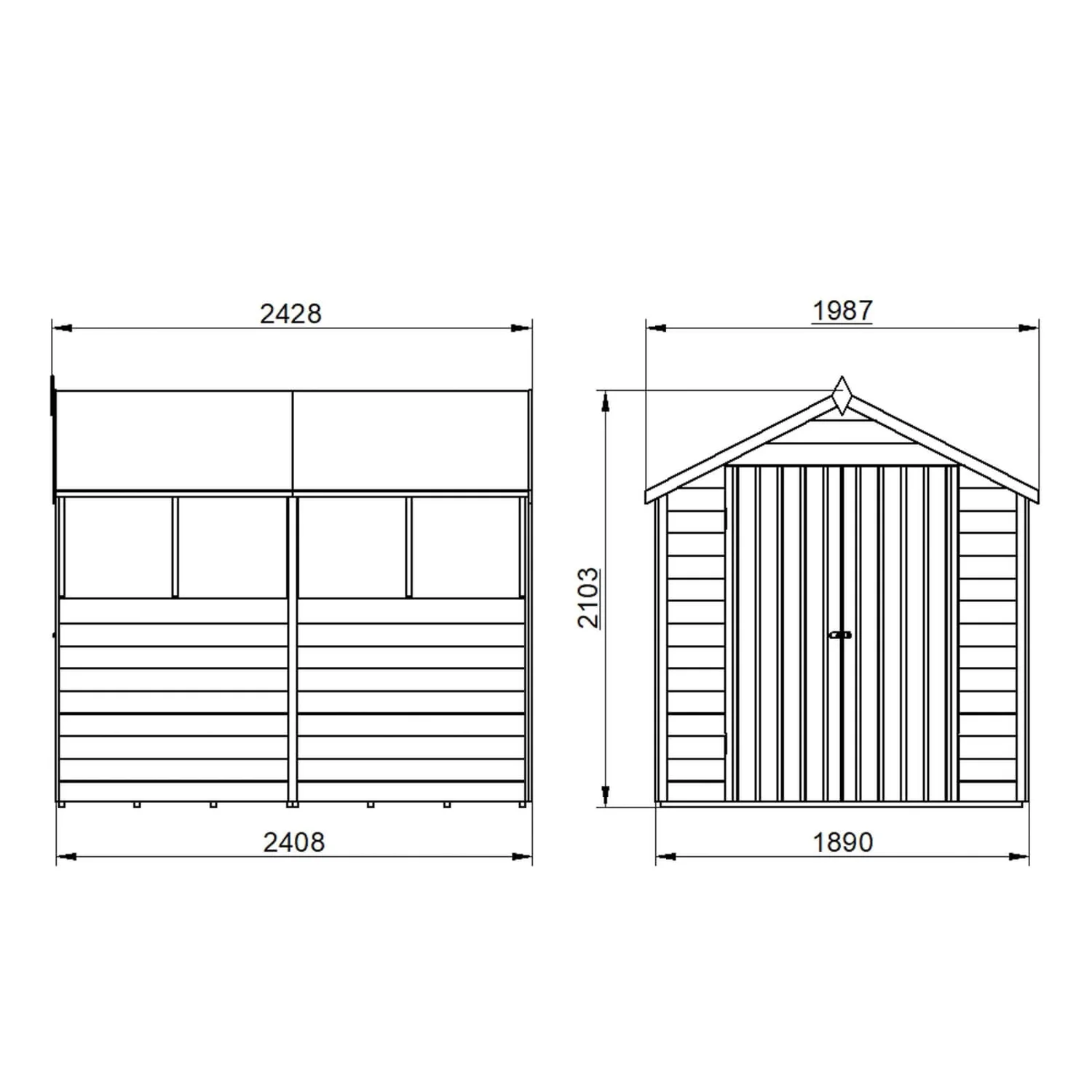 Forest 6 X 4ft Overlap Pressure Treated Apex Shed - Double Door 4 Windows - Incl. Installation 10 Forest 6 X 4ft Overlap Pressure Treated Apex Shed - Double Door 4 Windows - Incl. Installation - Image 8