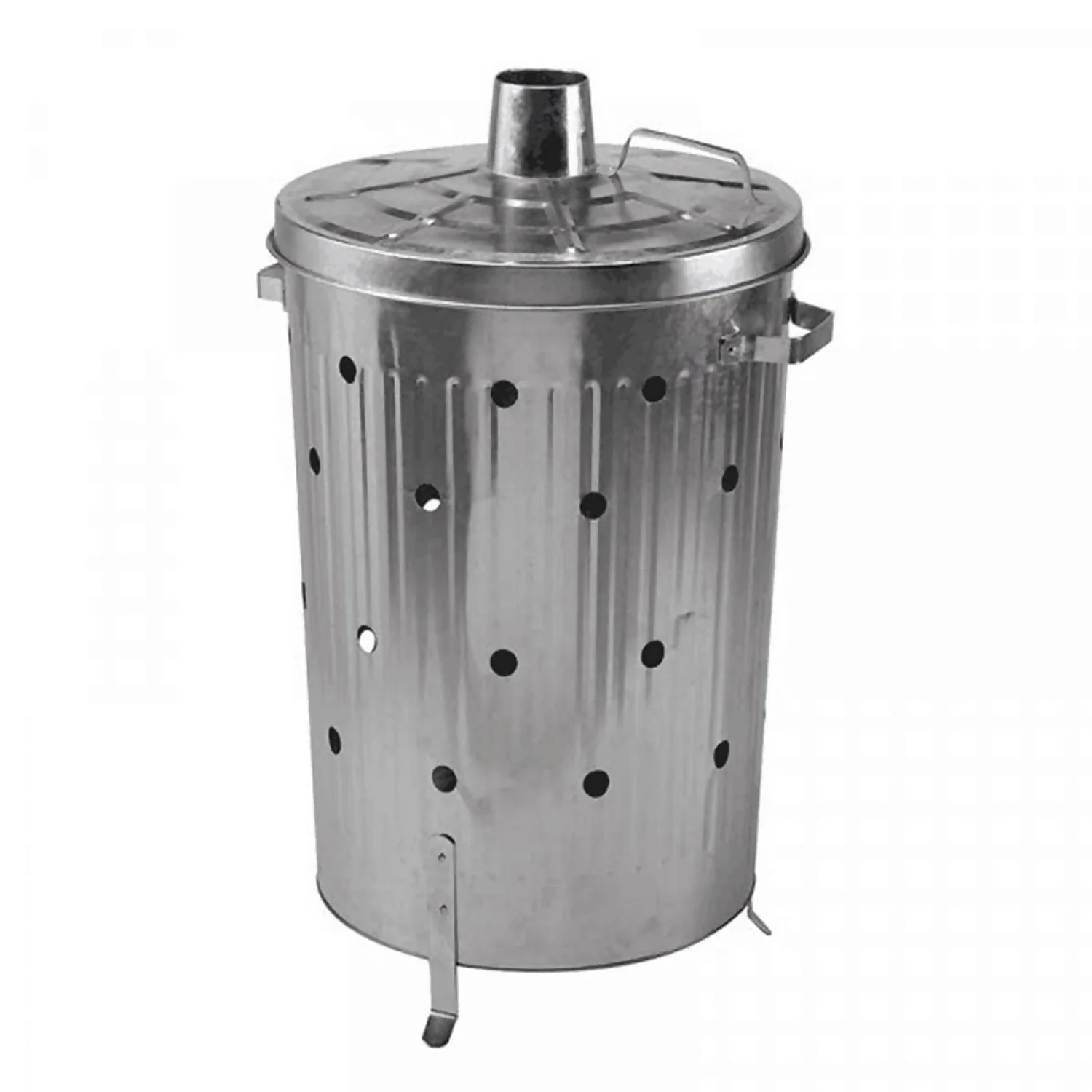 None Garden Galvanised Steel Incinerator / Fire Bin With Lid - 85L 3 None Garden Galvanised Steel Incinerator / Fire Bin With Lid - 85L