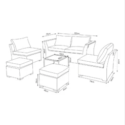 Bambrick 6 Seater Grey Rattan Garden Sofa Set -Shed And Soil Sales 12882317 2044947969840510