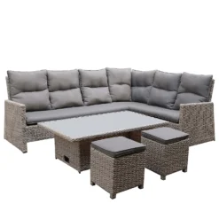 Mortimer Grey Rattan Garden Corner Sofa Set -Shed And Soil Sales 12887790 1205047776415101