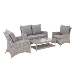 Florence 4 Seater Grey Rattan Garden Sofa Set -Shed And Soil Sales 12887803 1594843689581184