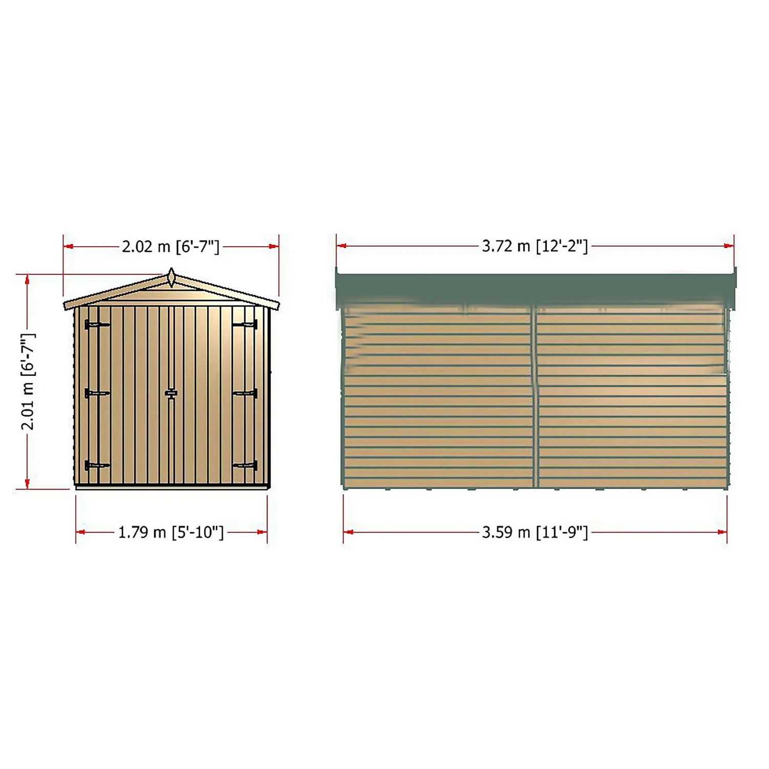 Shire 12 X 6ft Shed Overlap Double Door - No Windows 11 Shire 12 X 6ft Shed Overlap Double Door - No Windows - Image 9