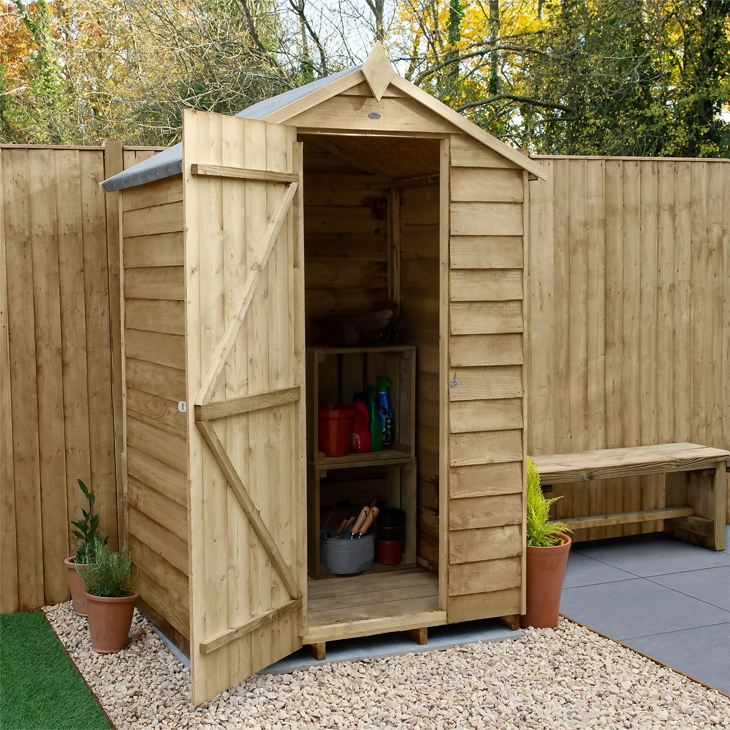 Forest 4 X 3ft Overlap Pressure Treated Apex Shed - No Window 4 Forest 4 X 3ft Overlap Pressure Treated Apex Shed - No Window - Image 2