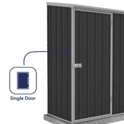 Absco 5 X 3ft Space Saver Metal Pent Shed - Dark Grey -Shed And Soil Sales 13440829 2374929186487290