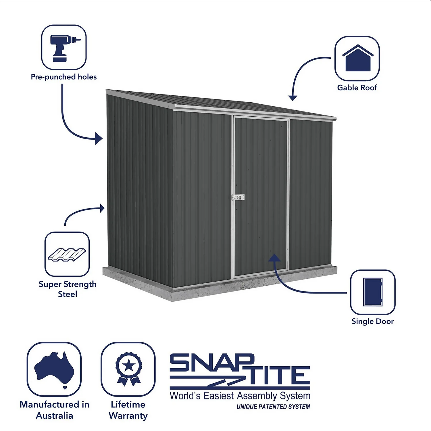 Absco 7.5 X 5ft Space Saver Metal Pent Shed - Grey 11 Absco 7.5 X 5ft Space Saver Metal Pent Shed - Grey - Image 9