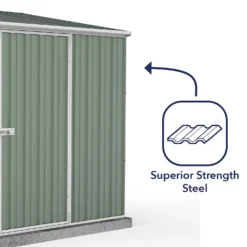Absco 7.5 X 5ft Space Saver Metal Pent Shed - Green -Shed And Soil Sales 13440838 6494929186331626