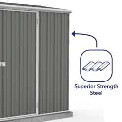 Absco 7.5 X 3ft Space Saver Metal Pent Shed - Grey -Shed And Soil Sales 13440845 1164929185785161