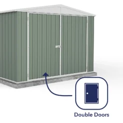 Absco 10x20ft Utility Workshop Apex Metal Shed - Green -Shed And Soil Sales 13440864 1094929163778928