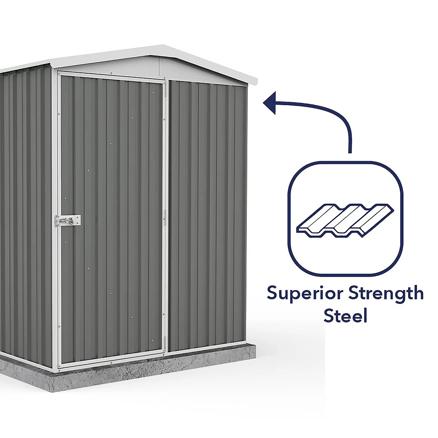 Absco 5 X 5ft Regent Metal Apex Shed - Grey 9 Absco 5 X 5ft Regent Metal Apex Shed - Grey - Image 7