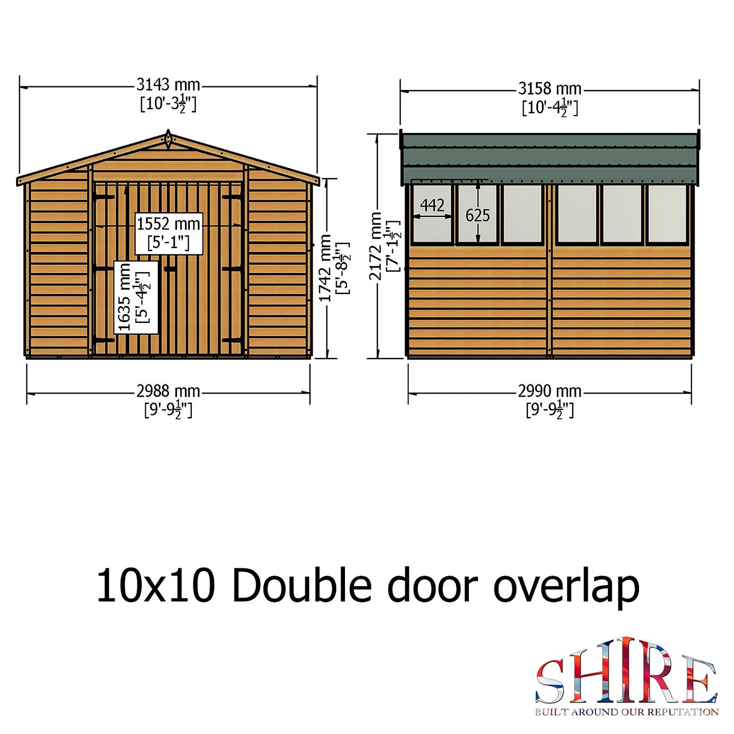 Shire 10 X 10ft Double Door Overlap Garden Shed - Including Installation 6 Shire 10 X 10ft Double Door Overlap Garden Shed - Including Installation - Image 4