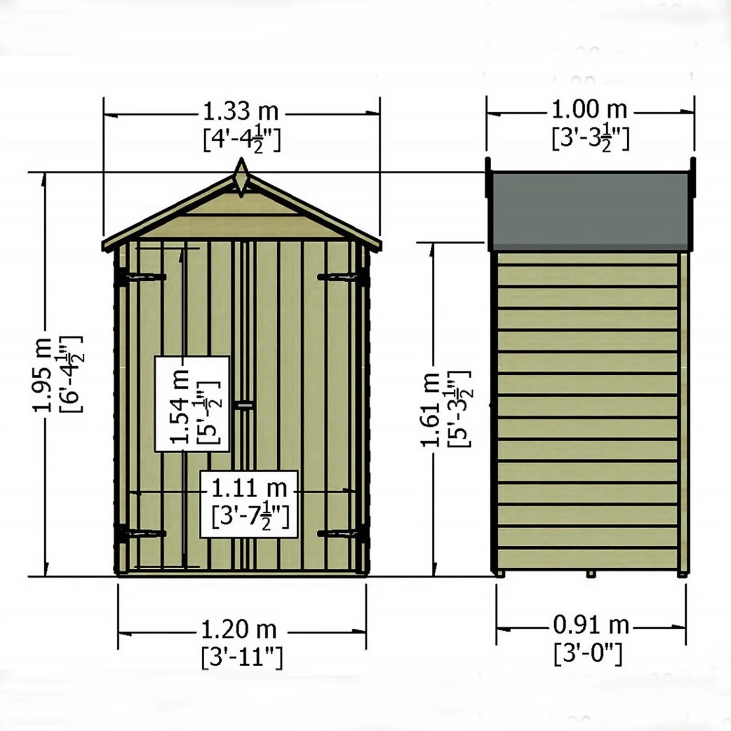 Shire 4x3ft Pressure Treated Double Door Overlap Garden Shed 5 Shire 4x3ft Pressure Treated Double Door Overlap Garden Shed - Image 3