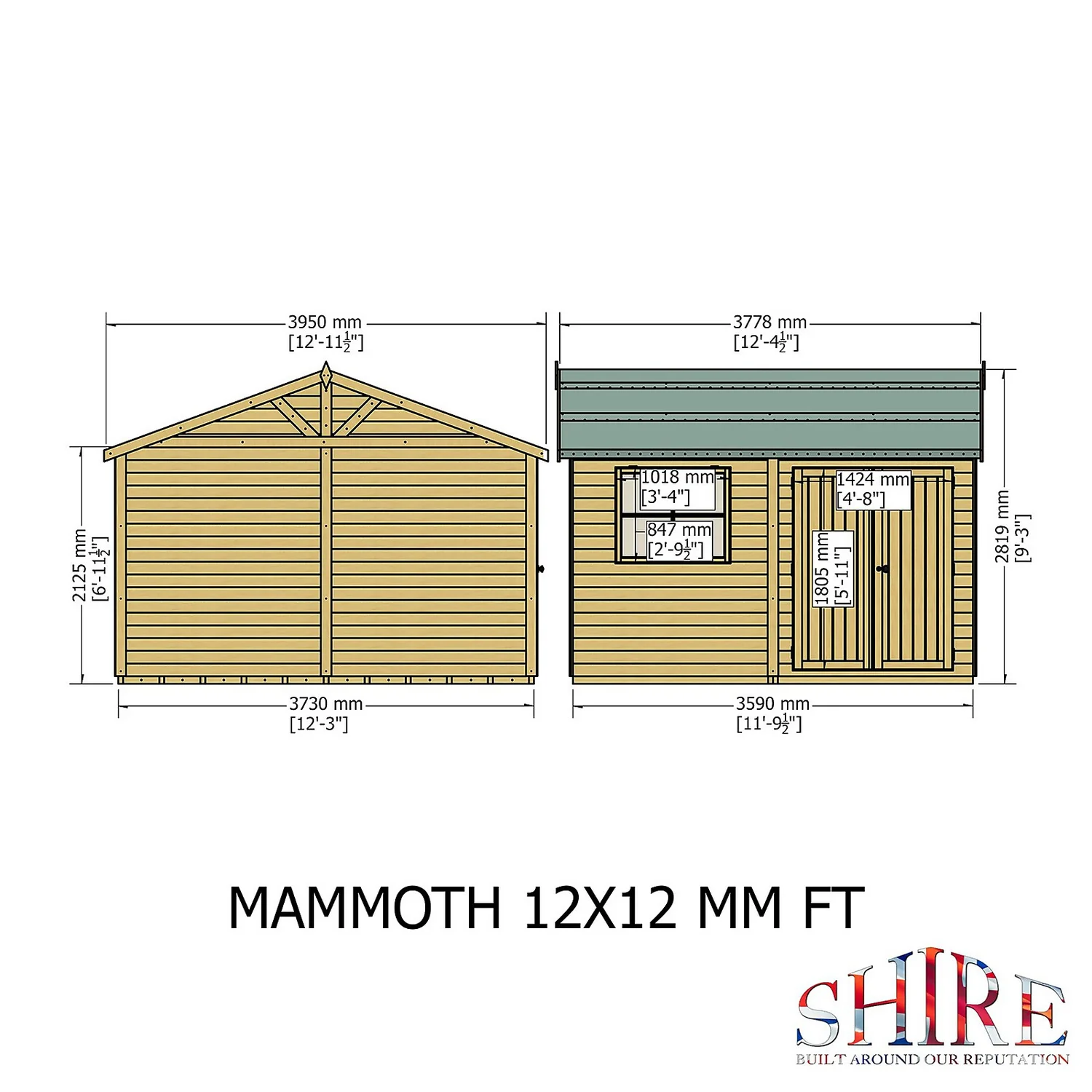 Shire 12 X 12ft Mammoth Double Door Garden Shed 5 Shire 12 X 12ft Mammoth Double Door Garden Shed - Image 3