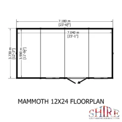 Shire 12 X 24ft Mammoth Double Door Garden Shed -Shed And Soil Sales 13505272 1394931991898236