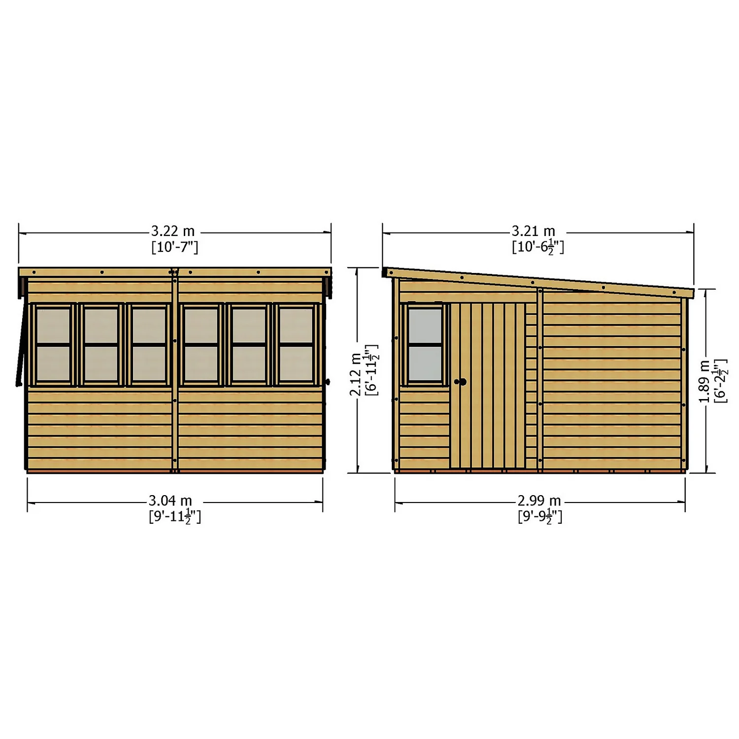 Shire 10 X 10ft Sun Pent Shed 5 Shire 10 X 10ft Sun Pent Shed - Image 3