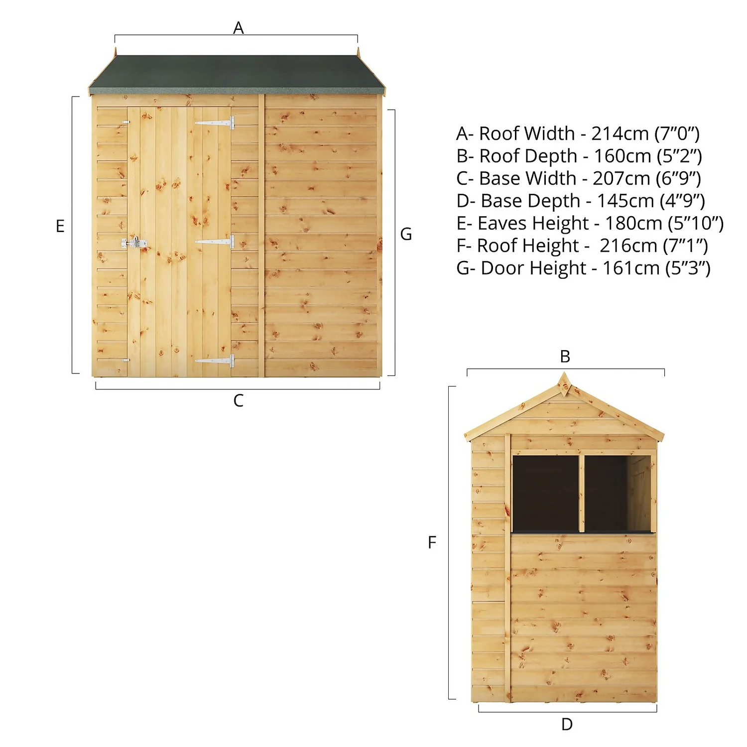 Mercia 7ft X 5ft Premium Shiplap Reverse Apex Shed - Including Installation 9 Mercia 7ft X 5ft Premium Shiplap Reverse Apex Shed - Including Installation - Image 7