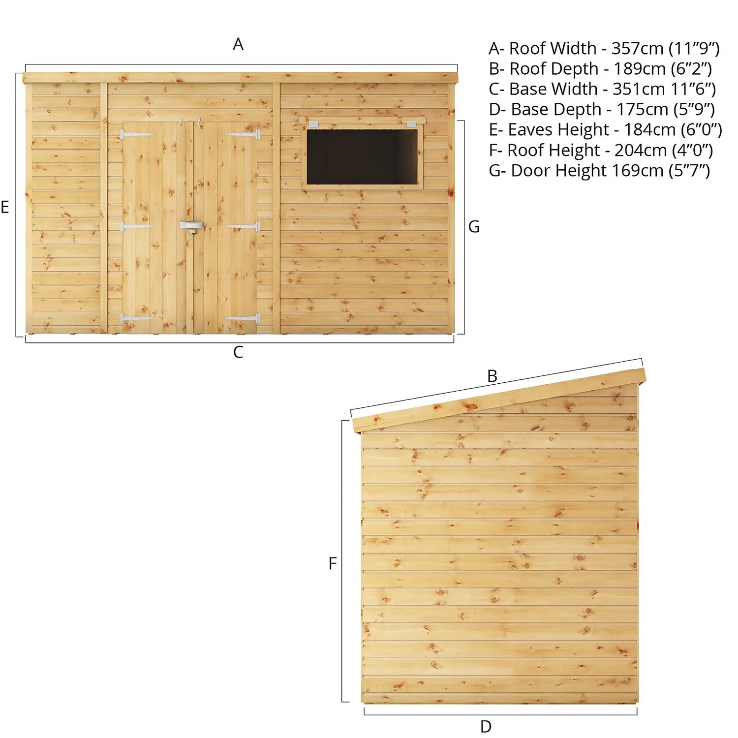 Mercia 12ft X 6ft Premium Shiplap Pent Shed 9 Mercia 12ft X 6ft Premium Shiplap Pent Shed - Image 7