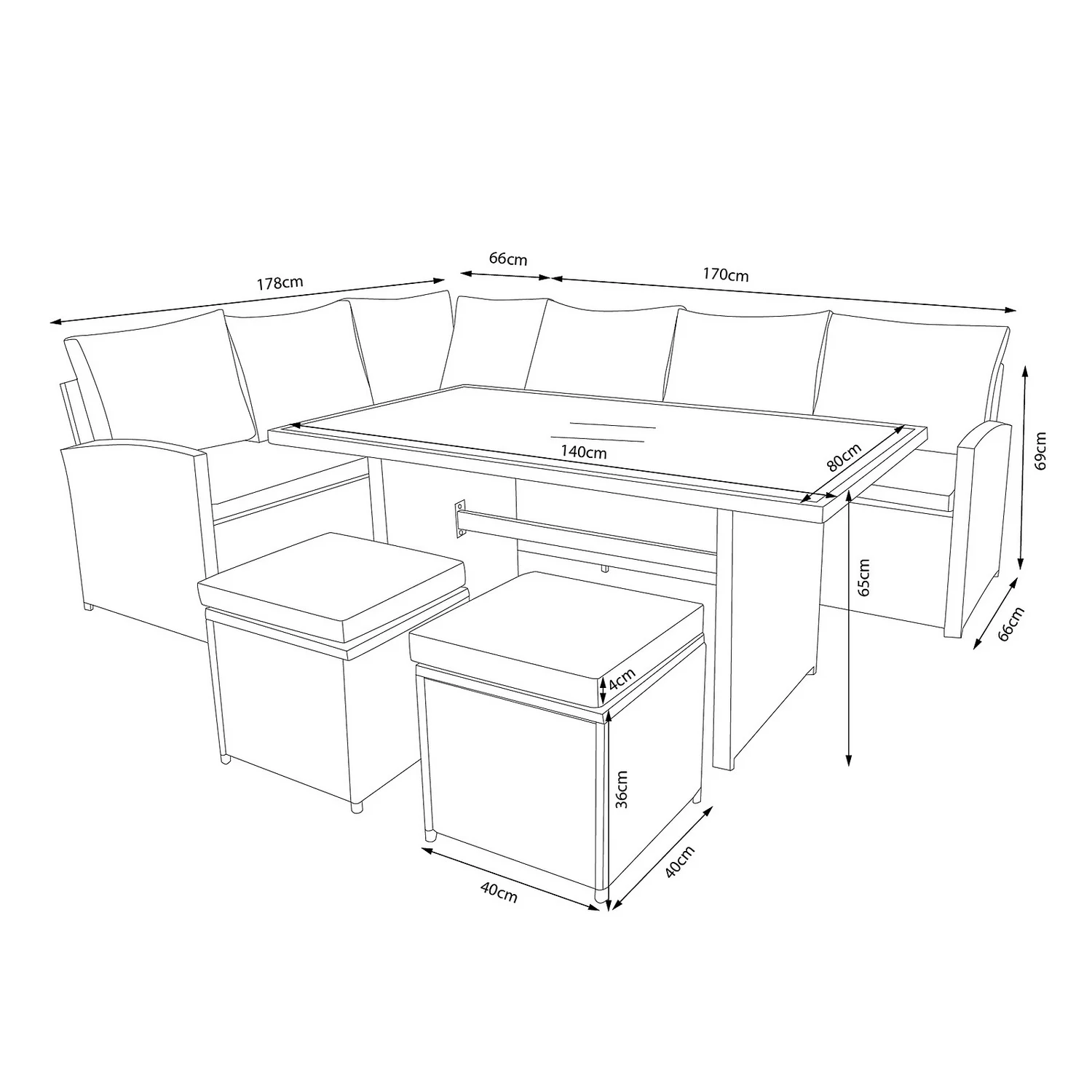 Matara Rattan Effect Corner Sofa Set 6 Matara Rattan Effect Corner Sofa Set - Image 4