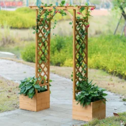 Homebase Wooden Garden Arched Trellis With Planters -Shed And Soil Sales 13967032 1555014369127463