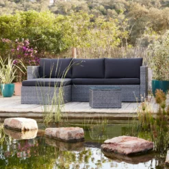 Alexandria Rattan Effect Garden Corner Sofa Set - Ash Grey -Shed And Soil Sales 13971225 1355022704388195