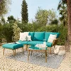Omari Metal Garden Corner Sofa Set - Teal & Gold 2 Omari Metal Garden Corner Sofa Set - Teal & Gold -Shed And Soil Sales 14005699 1385022704342400