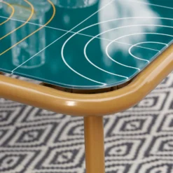 Omari Metal Garden Corner Sofa Set - Teal & Gold -Shed And Soil Sales 14005699 2305022704523750