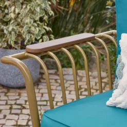 Omari Metal Garden Corner Sofa Set - Teal & Gold -Shed And Soil Sales 14005699 6155022704468337