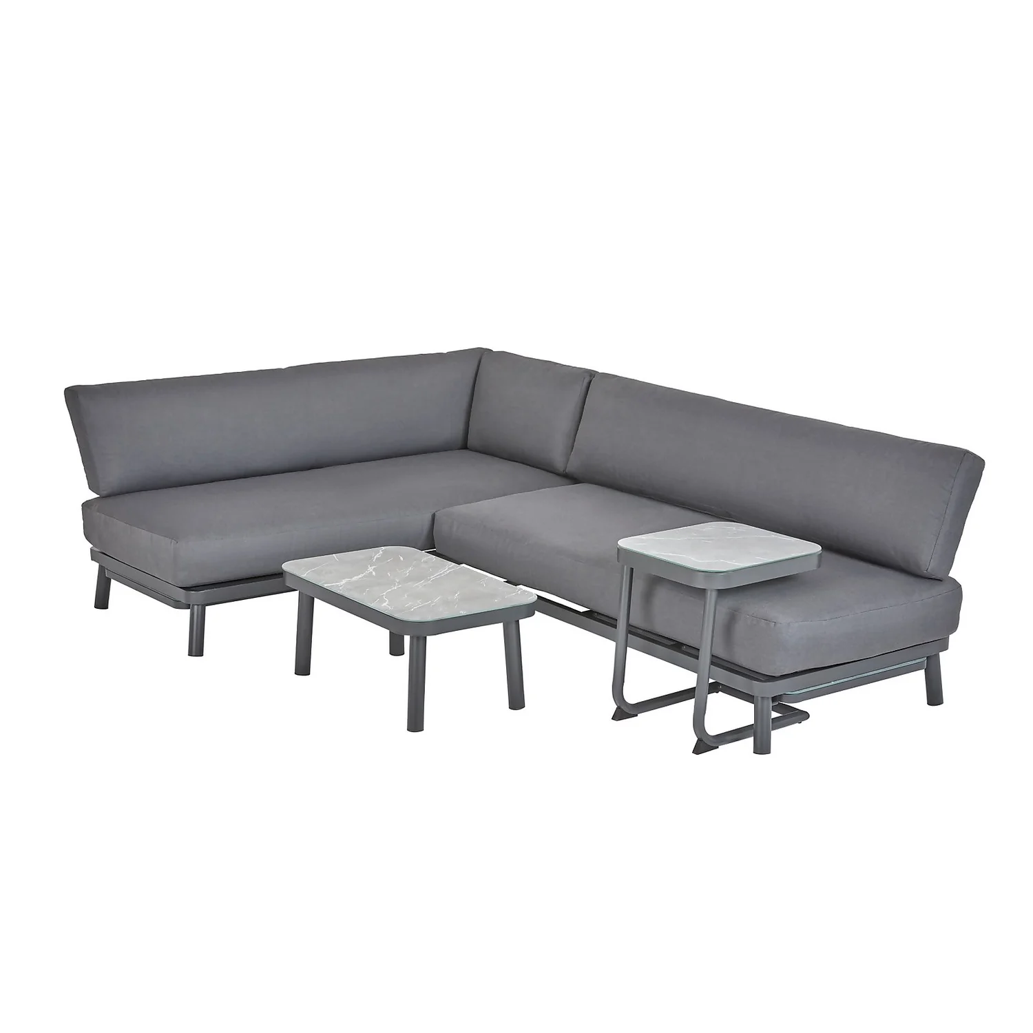 Heba Grey Metal Garden Corner Sofa Set 4 Heba Grey Metal Garden Corner Sofa Set - Image 2