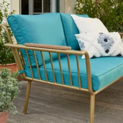 Omari Metal Garden Sofa Set - Teal & Gold 14 Omari Metal Garden Sofa Set - Teal & Gold -Shed And Soil Sales 14005703 3075022638036340