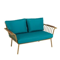 Omari Metal Garden Sofa Set - Teal & Gold 17 Omari Metal Garden Sofa Set - Teal & Gold -Shed And Soil Sales 14005703 7915022638148225