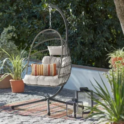 Grey Single Garden Hanging Chair -Shed And Soil Sales 14005785 1595032481802891