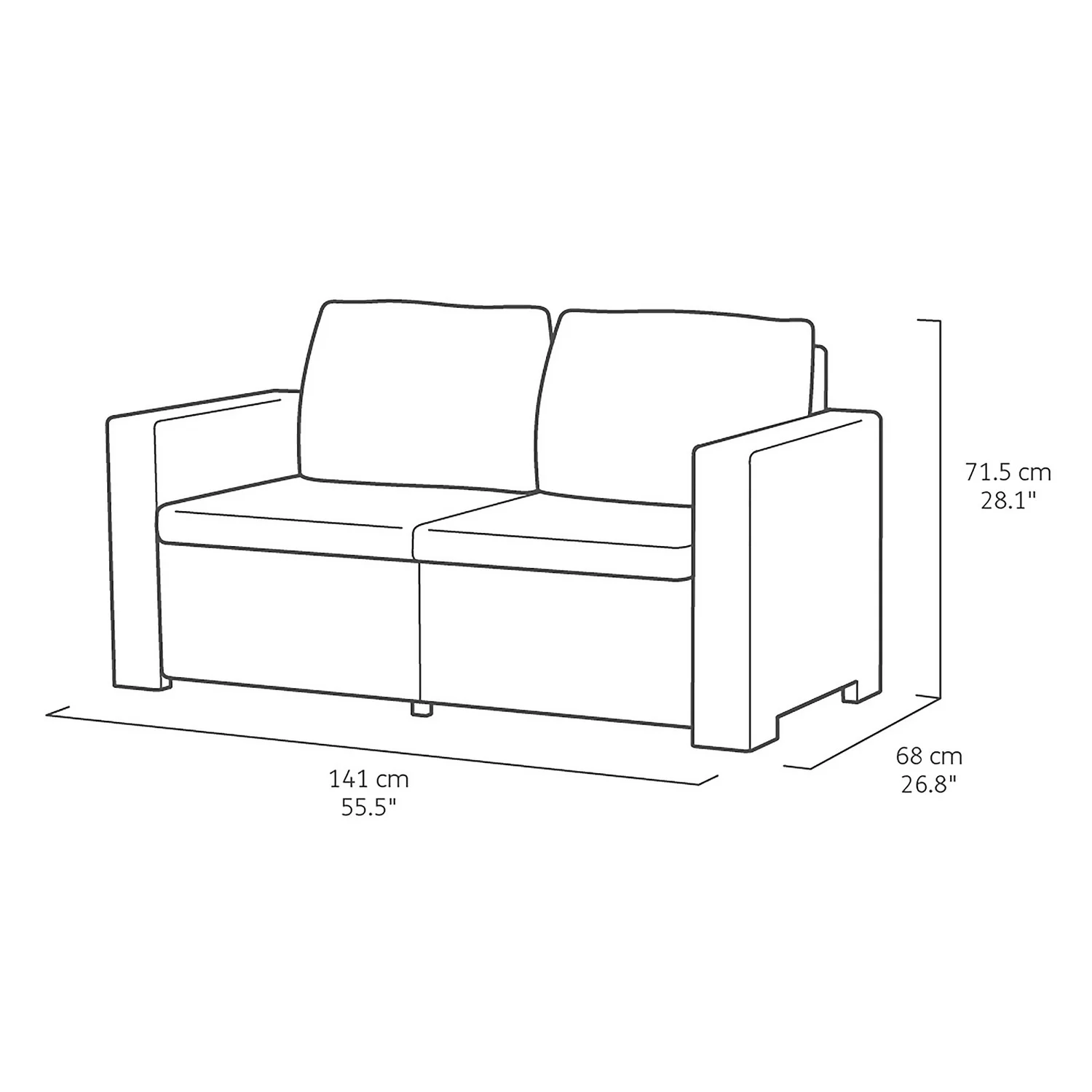 Keter California 2 Seater Outdoor Balcony Garden Furniture Chaise Lounge - Graphite With Grey Cushions 8 Keter California 2 Seater Outdoor Balcony Garden Furniture Chaise Lounge - Graphite With Grey Cushions - Image 6
