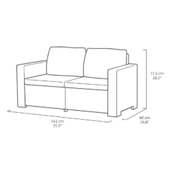 Keter California 4 Seater Outdoor Garden Furniture Lounge Set - Graphite With Grey Cushions -Shed And Soil Sales 14539591 5435041801860615