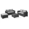 Keter California 5 Seater Double Sofa Outdoor Garden Furniture Lounge Set - Graphite With Grey Cushions -Shed And Soil Sales 14539597 9965041801566795